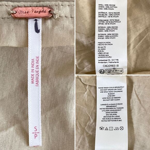 New Free People Calliope Pririe Ruffle Skirt Tan Midi S - Picture 6 of 11